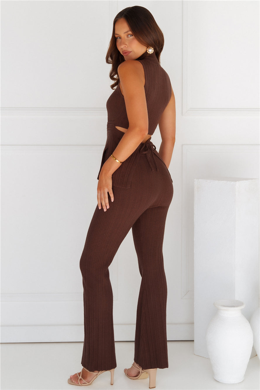 Star Power Ribbed Turtle Neck Top Brown