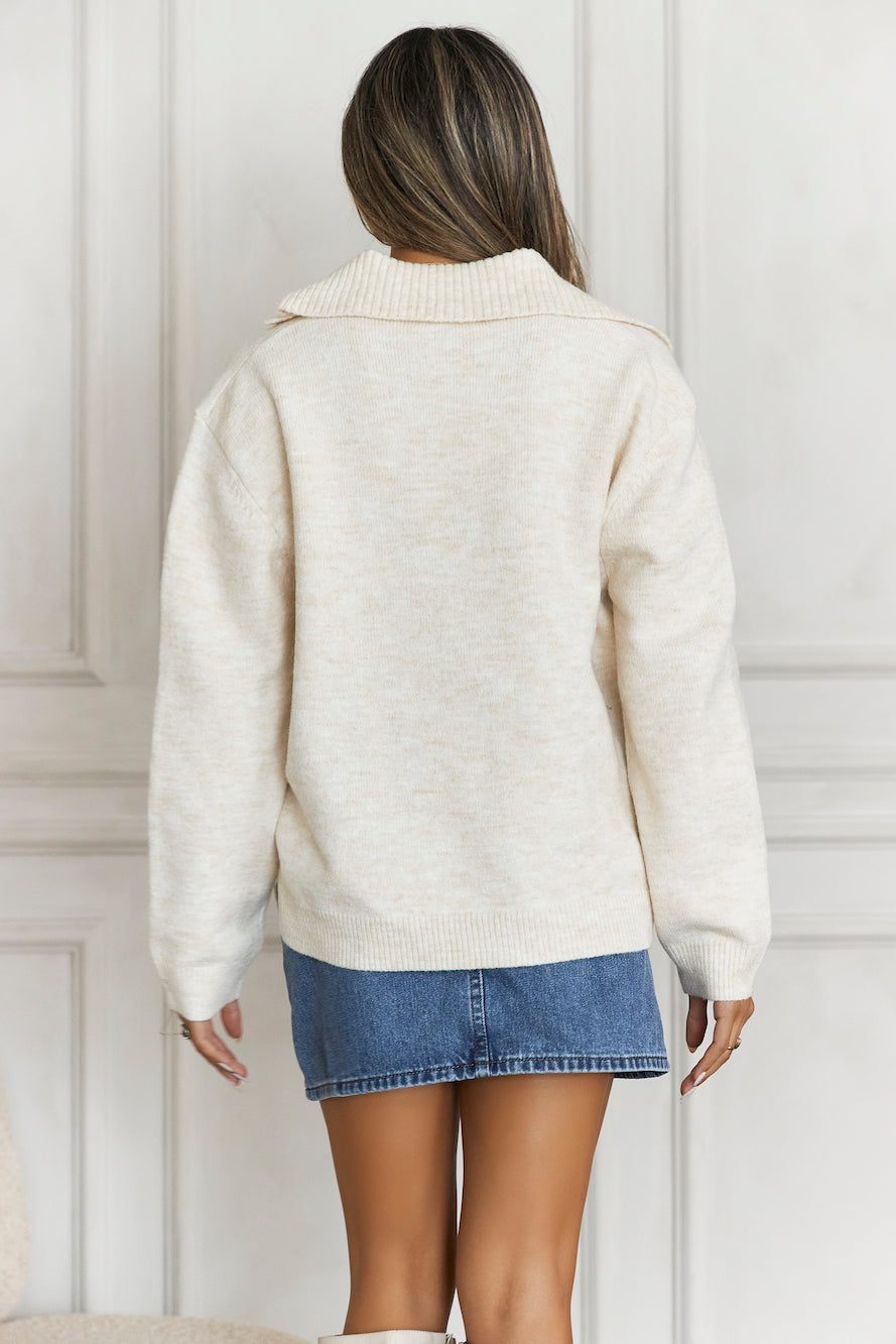 Winter Kiss Knitted Jumper Beige
