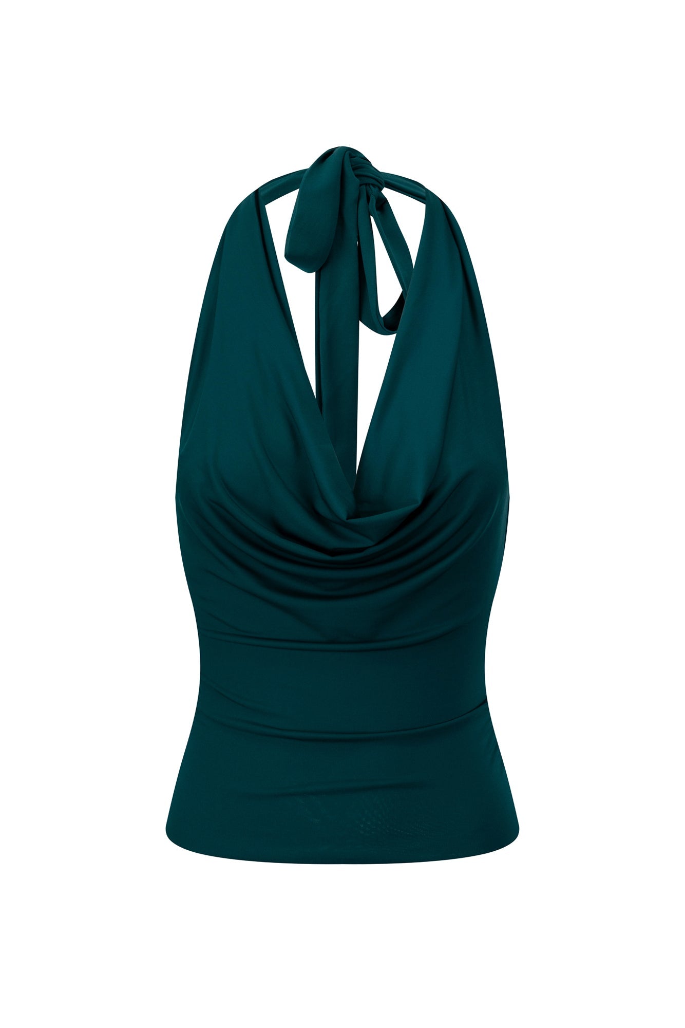 BASE Contour In Her Element Halter Cowl Top Green