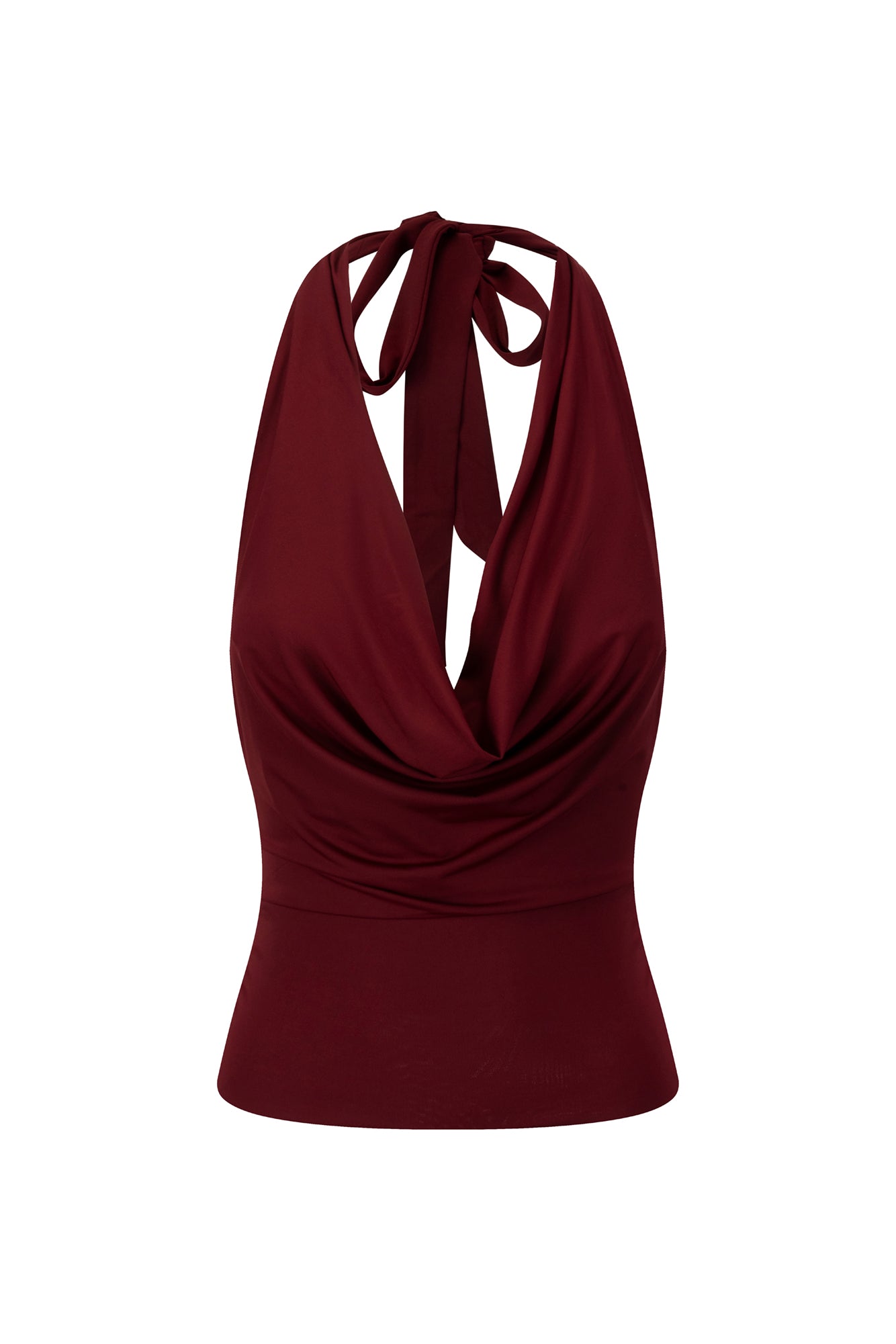 BASE Contour In Her Element Halter Cowl Top Wine