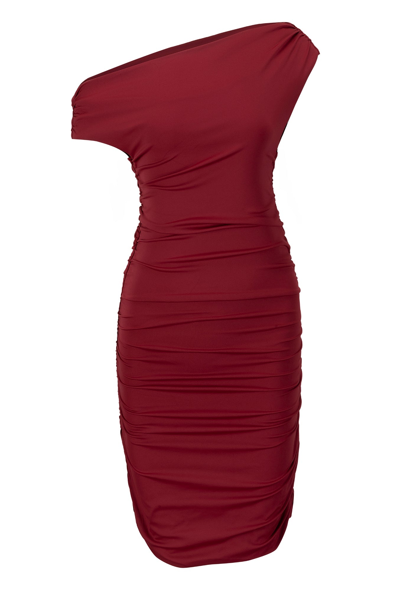 BASE Contour Baseline Off Shoulder Mini Dress Wine