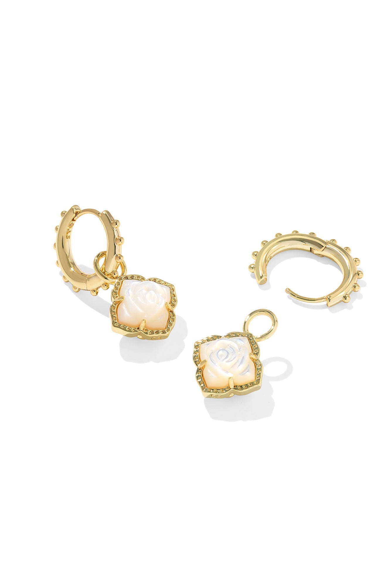 Mallory Rose Gold Huggie Earrings Ivory Mother Of Pearl