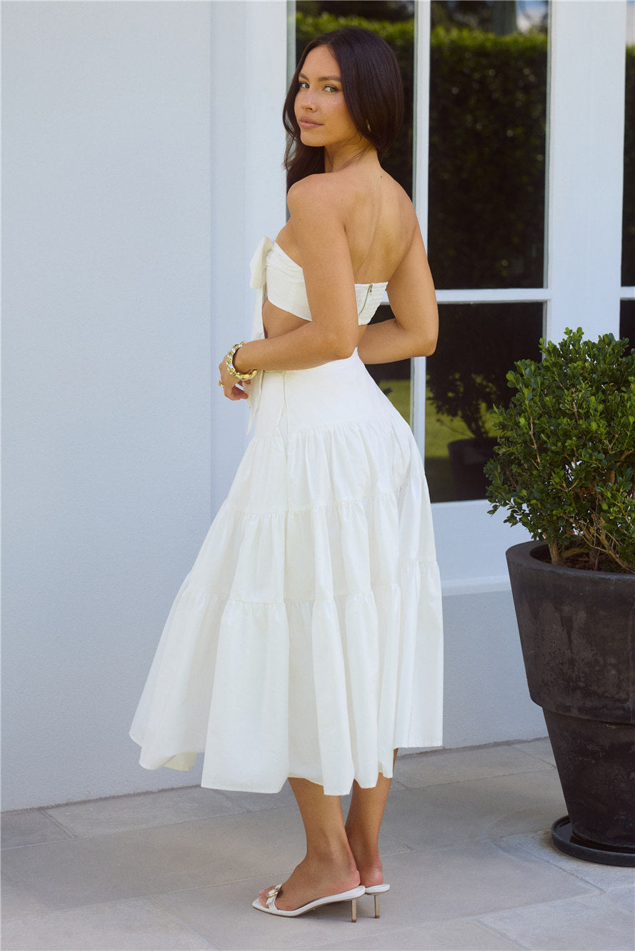 Santorini Sunset Midi Skirt White