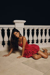 Social Season Satin Mini Dress Red