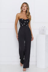 Shimmer Luxe Strapless Jumpsuit Black