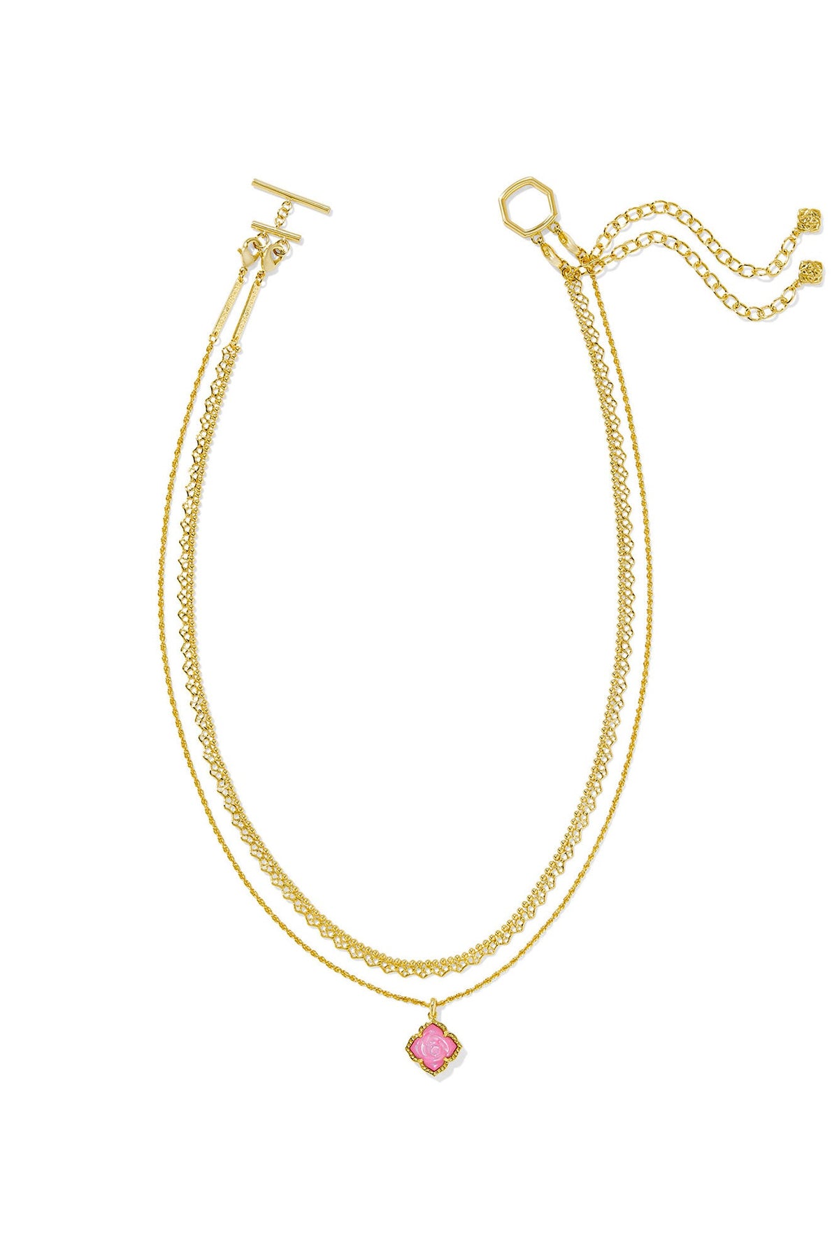 Mallory Rose Gold Multi Strand Necklace Blush Ivory Mother Of Pearl