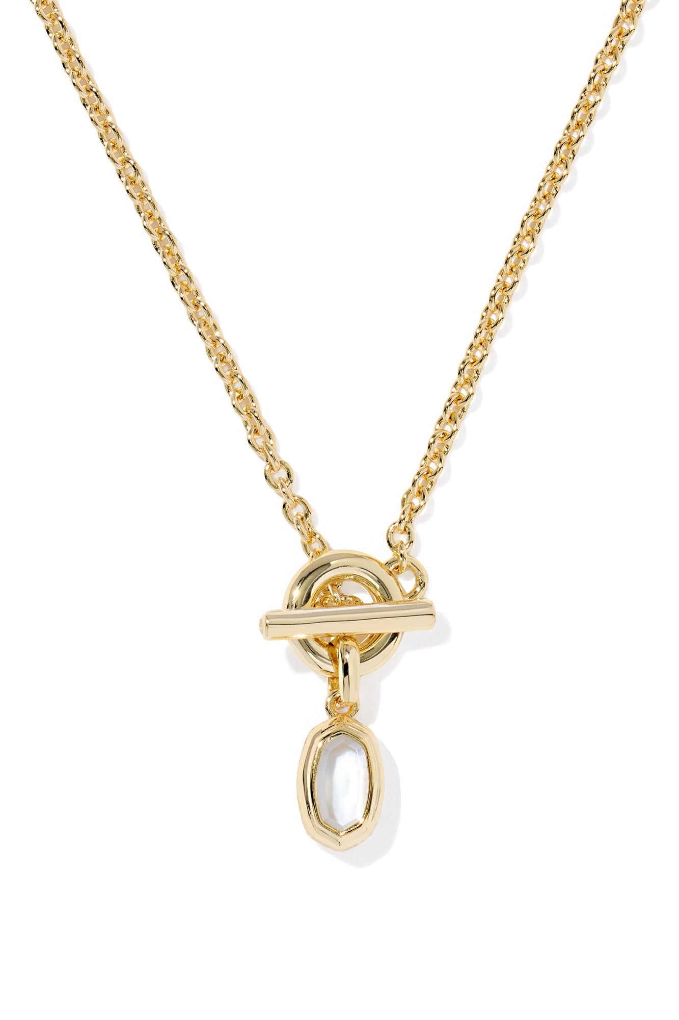 Mini Elisa Toggle Gold Short Pendant Necklace Ivory Mother-of-Pearl