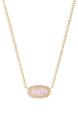 KENDRA SCOTT Elisa Short Pendant Necklace Gold Rose Quartz